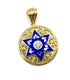 14K Gold & Diamond With Blue Enamel Star of David Necklace